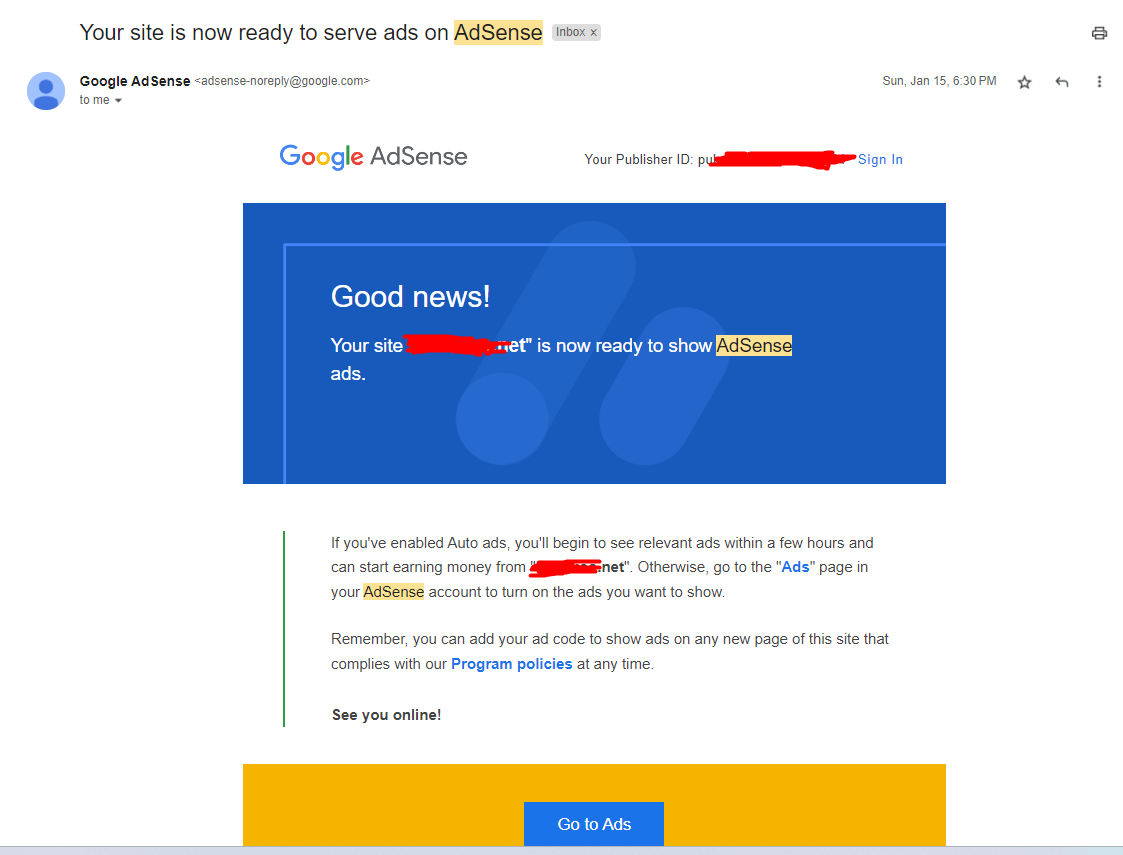 adsense approval guarantee for website